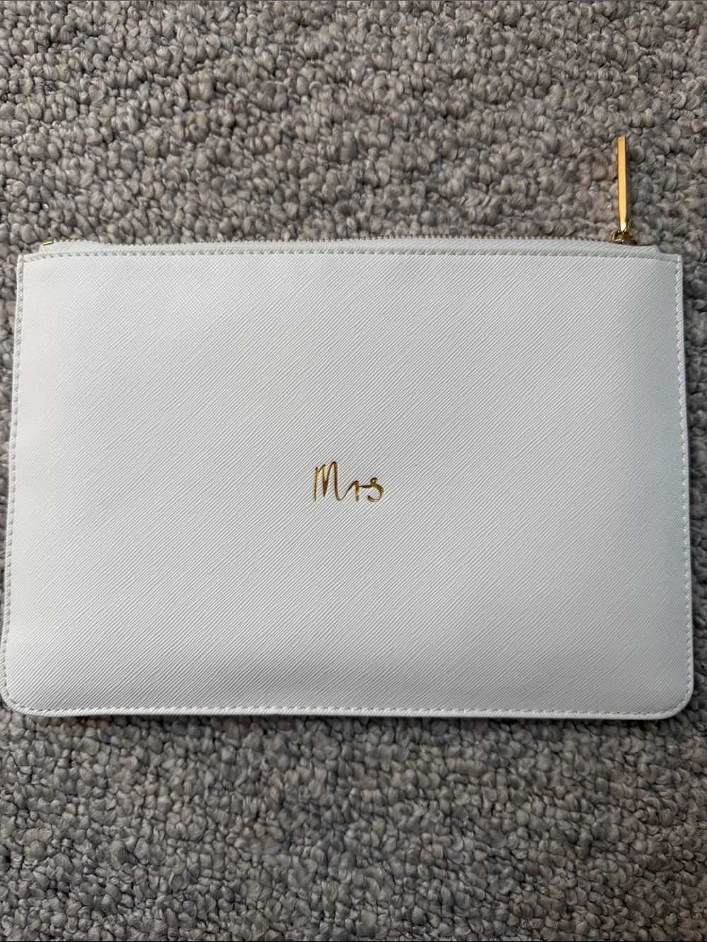 Mrs Embossed White Clutch with Gold Hardware - NEVER USED!